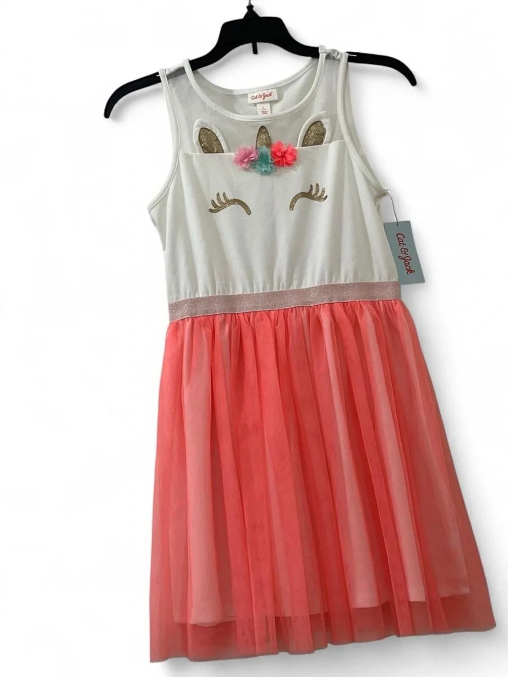 Cat & Jack White and Coral Tulle Unicorn Dress